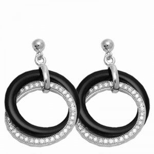 925 silver ceramic earrings with cubic zirconium