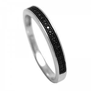 925 silver ring with cubic zirconium rhodium plated