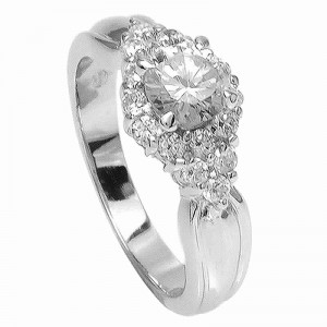 925 silver ring with cubic zirconium rhodium plated