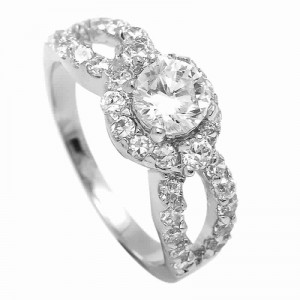 925 silver ring with cubic zirconium rhodium plated