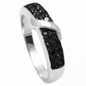 925 silver ring with cubic zirconium rhodium plated