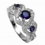 sapphire 925 silver ring with cubic zirconium rhodium plated