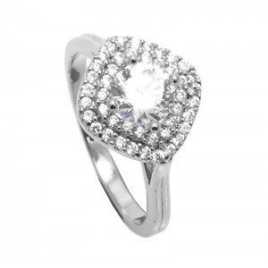 925 silver ring with cubic zirconium rhodium plated