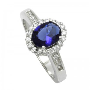 925 silver ring with cubic zirconium rhodium plated