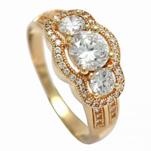 18k Gold plated ring with cubic zirconium