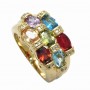 multicolour, 18k Gold plated ring with cubic zirconium