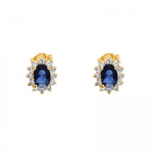 stone blue,18k Gold plated earrings with cubic zirconium