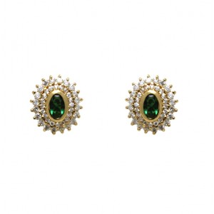 light stone, emerald, 18k Gold plated earrings with cubic zirconium