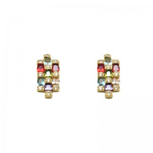 multicolour, 18k Gold plated earrings with cubic zirconium