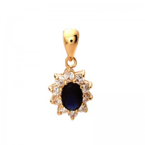 stone blue, 18k Gold plated pendant with cubic zirconium