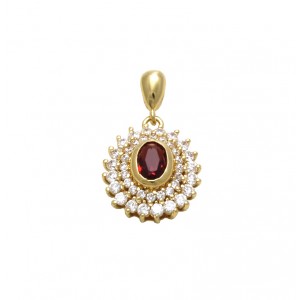 light stone, red, 18k Gold plated pendant with cubic zirconium 