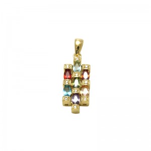 multicolour, 18k Gold plated pendant with cubic zirconium