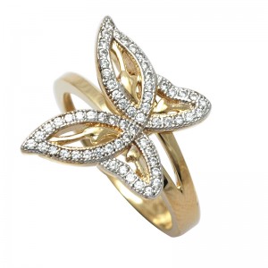 18k Gold plated ring with cubic zirconium