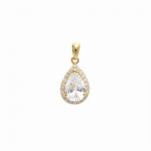 Teardrop 18k Gold plated pendant with cubic zirconium